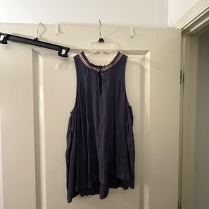Melrose and Market Blue Pleated Sleeveless Tank Top